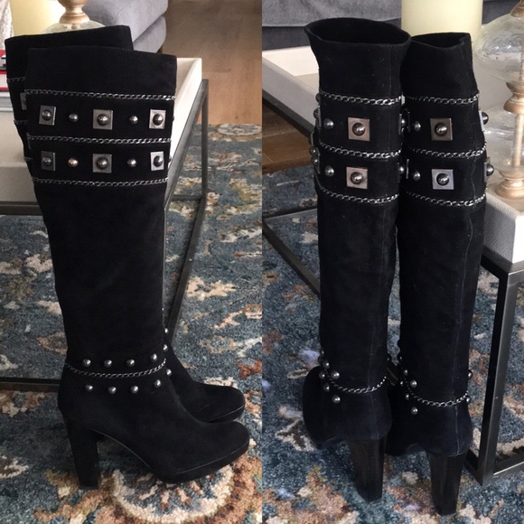 Host Pick ✨ Stuart Weitzman Stud Tall Heeled Boots - Picture 1 of 9